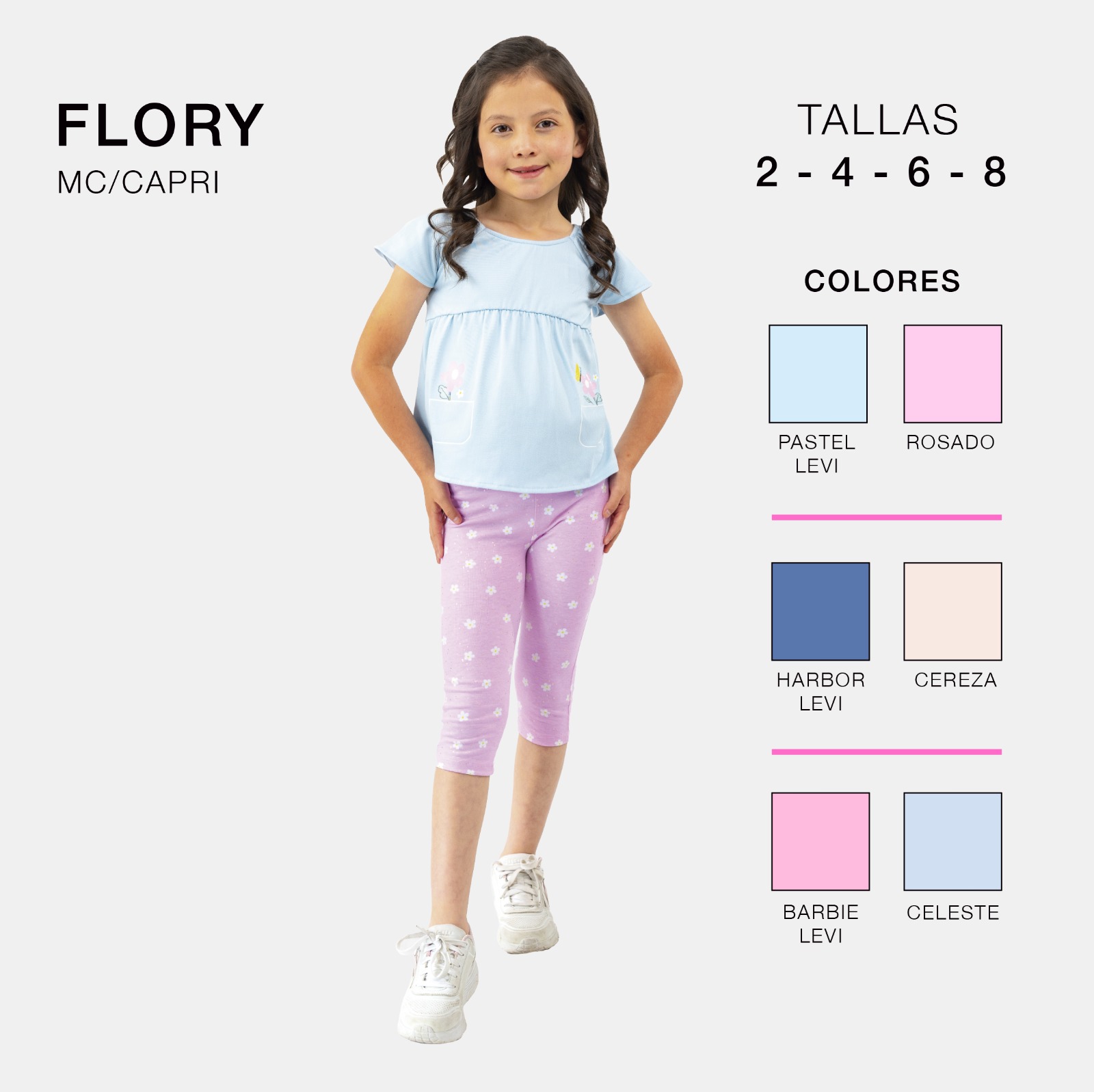 CONJUNTO BLUSA + CAPRI INFANTIL NANETTI FLORY CASUAL
