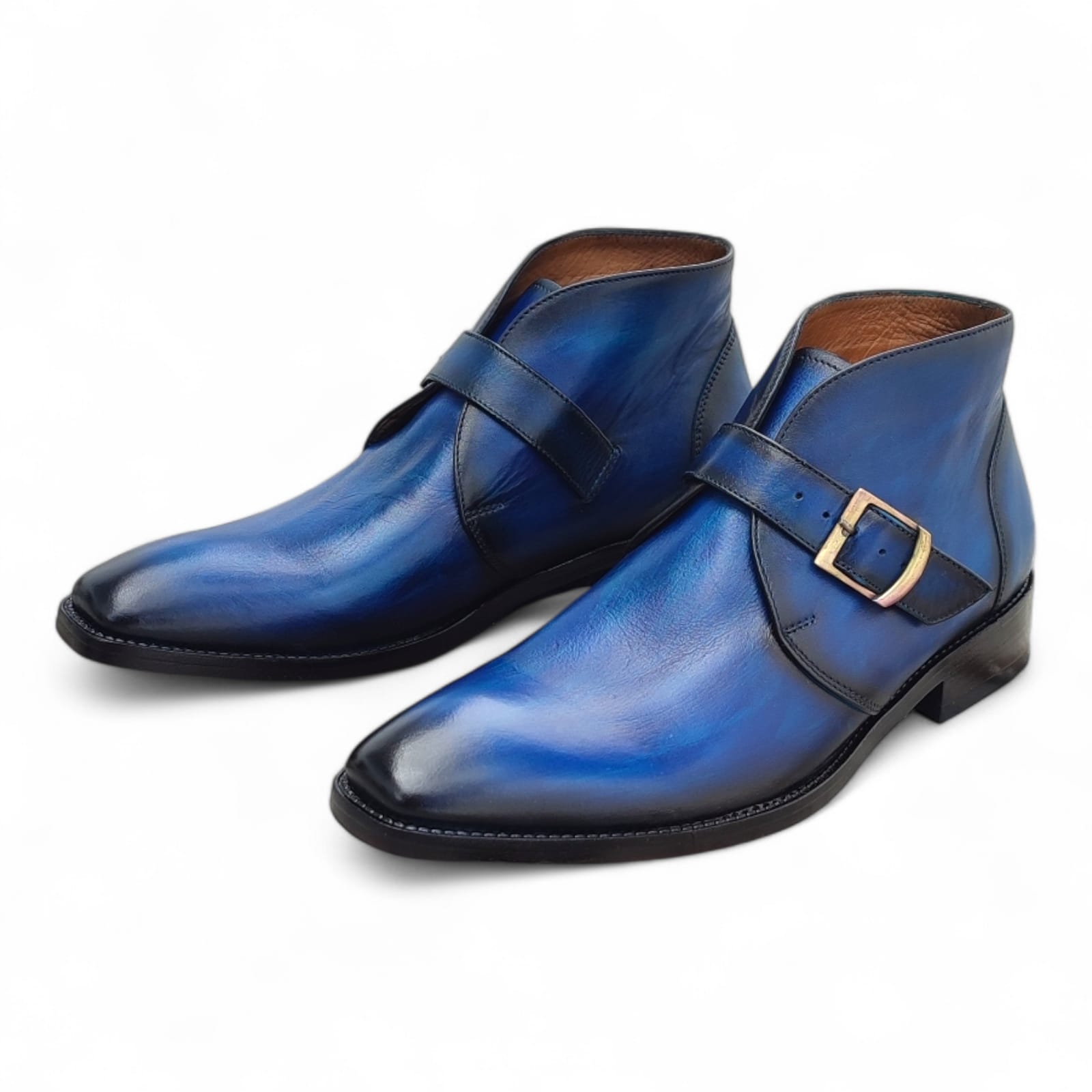 botin Single Monkstrap Frederik Azul Cielo - Imagen 5