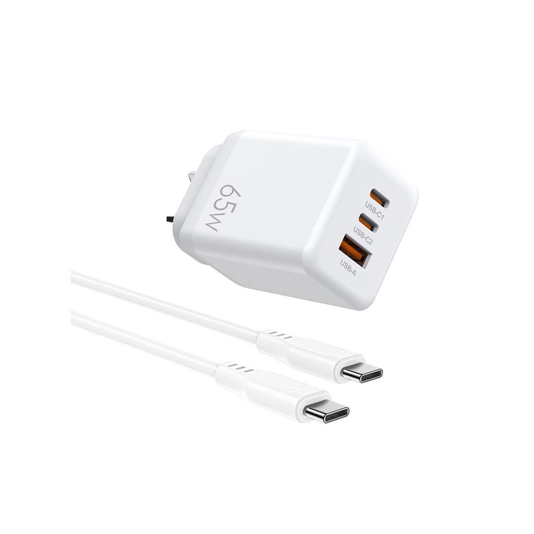 CUBO CARGADOR 65W PD 3 PUERTOS