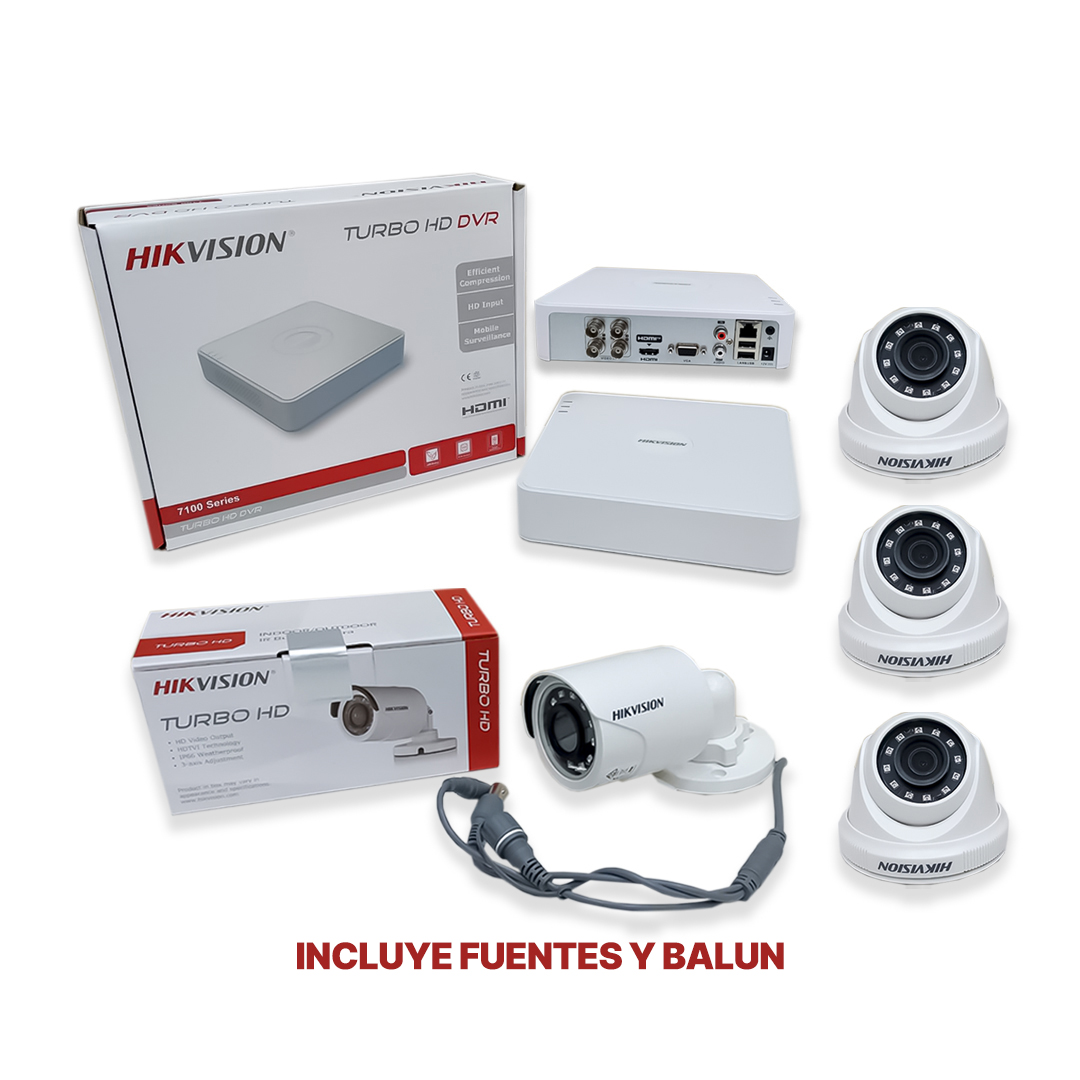 KIT 4 CAMARAS 720 HIKVISION