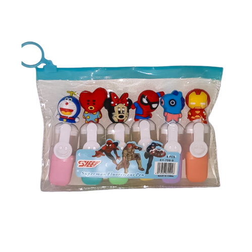 RESALTADOR KAWAI SUPER HERO ESTUCHE DE 6U. SY-709-9
