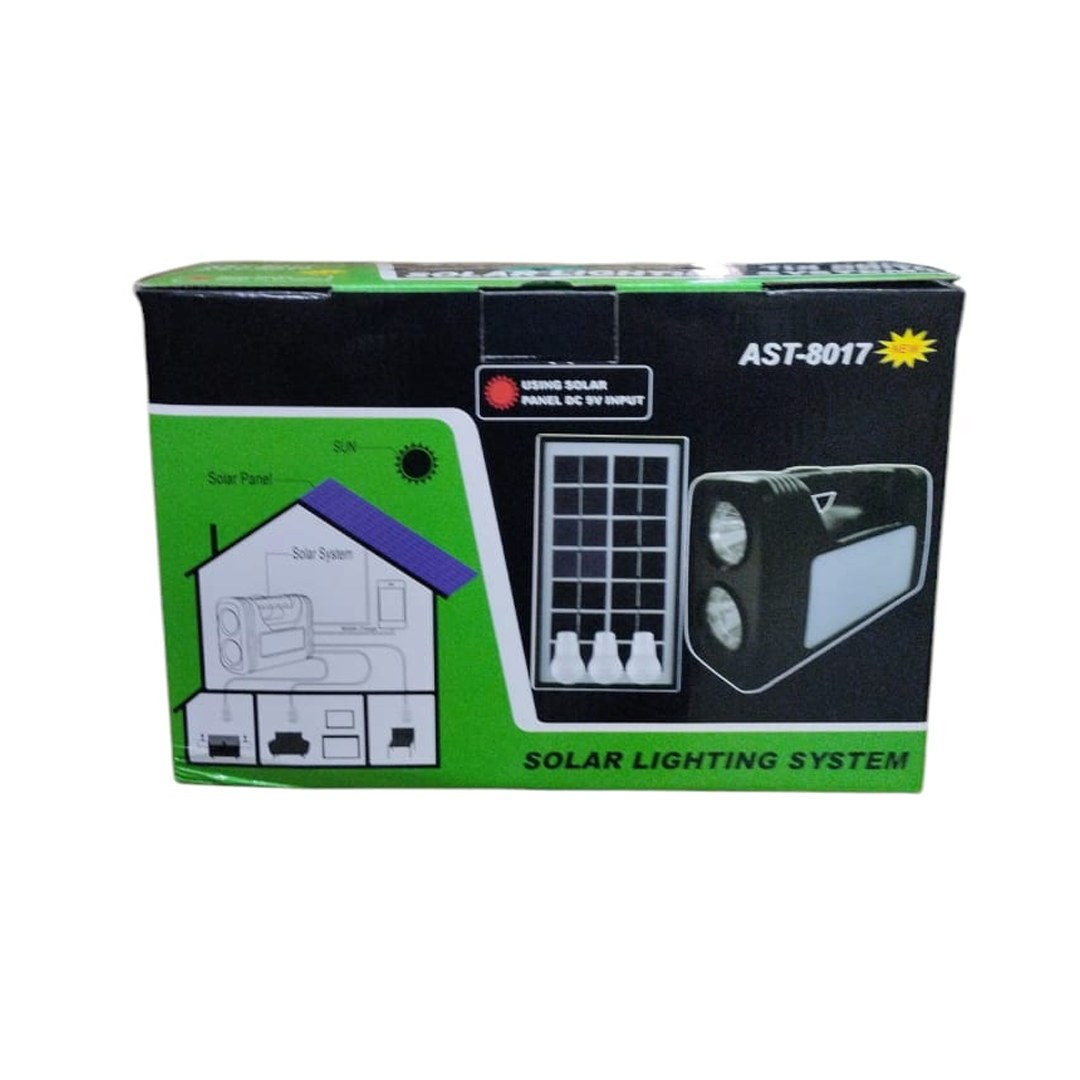 KIT DE LUZ RECARGABLE CON PANEL SOLAR AST-8017