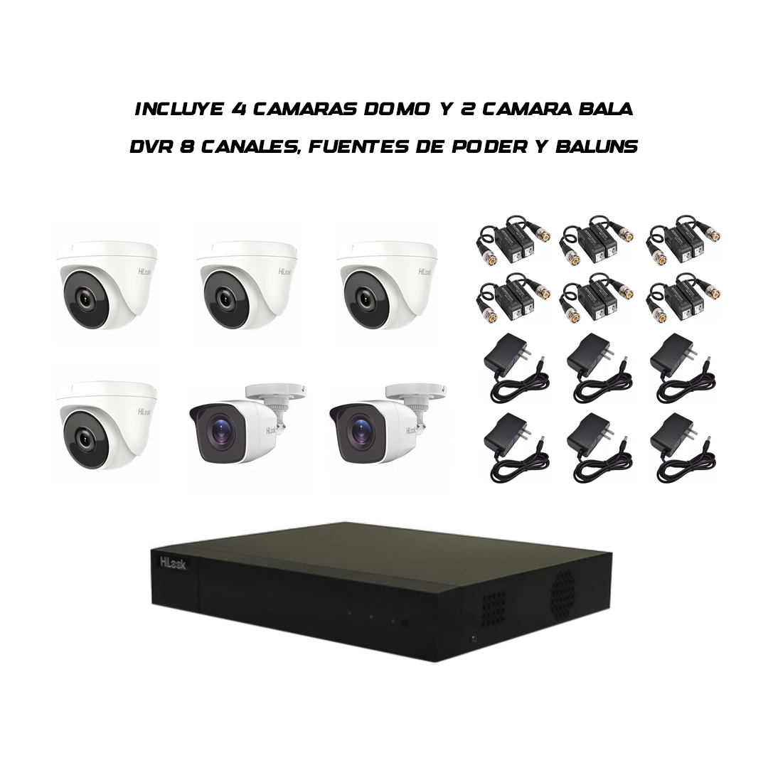 KIT DE 6 CAMARAS HILOOK 1080P