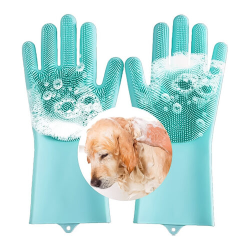 GUANTE SILICONA PARA BAÑO DE MASCOTAS