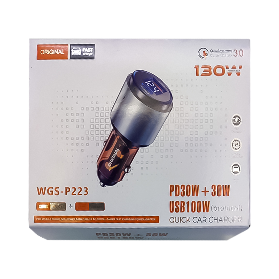 CARGADOR PARA AUTO WGS-P223 30W/100W