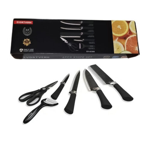 SET DE CUCHILLOS 6PCS COLOR NEGRO