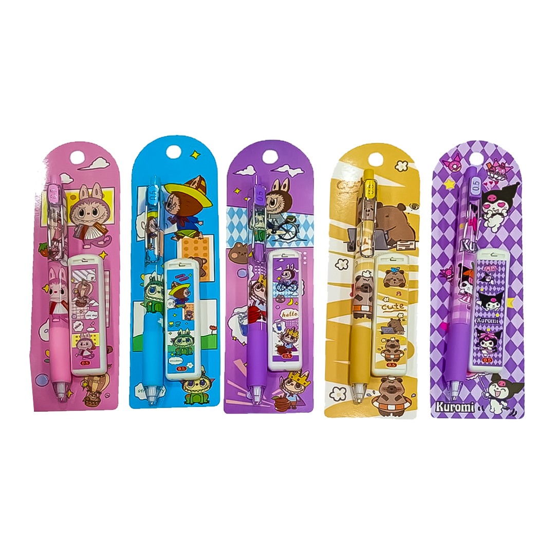 SET LAPIZ Y BORRADOR FIGURAS ANIMADAS (UNIDAD)