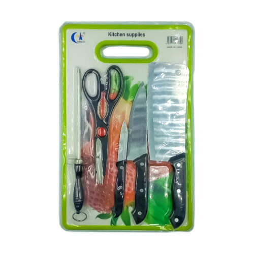 SET DE UTENSILLOS DE COCINA Y TABLA DE PICAR COLORES